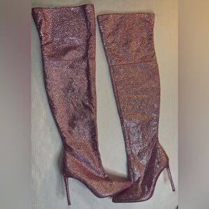 Steve‎ Madden Vivianne Pink Rhinestone Over-The-Knee Boots 8.5